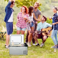 Outsunny 12 Volt Car Refrigerator, Portable Compressor Cooler, Fridge Freezer with 12/24V DC and 110-240V AC for Driving, Travel, Fishing, Outdoor