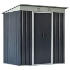 CAVINAS 6' x 4' Outdoor Storage Shed with Double Sliding Doors and 2 Air Vents for Backyard, Patio