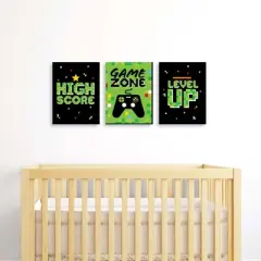 Big Dot of Happiness Game Zone - Nursery Wall Art and Pixel Video Game Kids Room Decorations - Gift Ideas - 7.5 x 10 inches - Set of 3 Prints