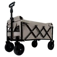 Expandable Dual-Layer Utility Wagon with 100% Extra Space - Grocery CartSupports 225lbs, Beige