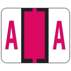 Smead BCCR Bar-Style Color-Coded Alphabetic Label, A, Label Roll, Red, 500 labels per Roll, (67071)