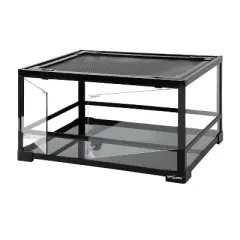 REPTI ZOO Reptile Glass Terrarium, 24" x 18" x 12.6" Front Opening Terrarium with Double Hinge Door