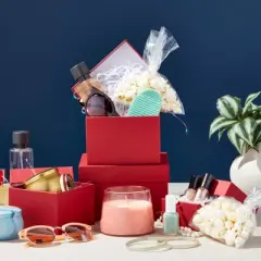 Stockroom Plus 4 Pack Square Nesting Gift Boxes, Decorative Boxes with Lids in 4 Assorted Sizes for Wedding, Bridal Shower, Baby Shower, Red