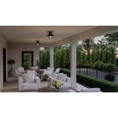 Urban Ambiance Luxury Coastal Outdoor Ceiling Light 10''H x 9''W,  Midnight Black Finish,  Santa-Ana Collection, UHP1322