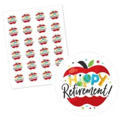 Big Dot of Happiness Teacher Retirement - Happy Retirement Party Circle Sticker Labels - 24 Count