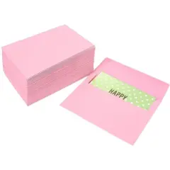 Juvale 100 Pack Pastel Pink Color A7 Envelopes for 5 x 7 Greeting Cards and Invitation Announcements - Value Pack Square Flap Envelopes - 5.25 x 7.25"
