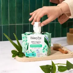 The Honey Pot Company 100% Organic Cotton Cover Cooling Herbal Infusion Super Pads - 16ct