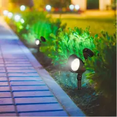 Nature Spring Solar Powered Lights LED Outdoor Stake Spotlight Fixture for Gardens, Pathways, and Patios - Set of 4, 13" x 5.75"