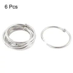 Unique Bargains Book Office Metal Loose Leaf Binder Hinge Snap Ring Keyring 6 Pcs