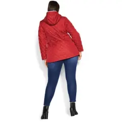 Women's Plus Size Multi Stitch Quilted Coat - carmine | EVANS