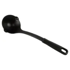 (6 pack) Kitchen Ladle, Black, Nylon, Soft Grip Handle, Dish Washer Safe