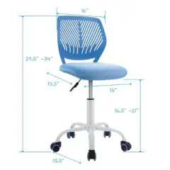 Costway Office Task Desk Armless Chair Adjustable Mid Back Swivel Study Chair Rose\Blue\Turquoise\Purple