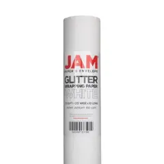 JAM PAPER White Glitter Gift Wrapping Paper Roll - 1 pack of 25 Sq. Ft.: Christmas & Birthday Solid Wrap