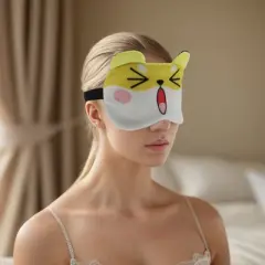 Unique Bargains Soft Cartoon Sleep Mask Getting Angry Yellow White 1 Pc