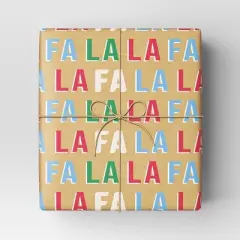 40" 125 sq ft Christmas Roll Wrap Multi Fa La La on Brown - Wondershop&trade;