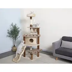 Go Pet Club 70" IQ Busy box Cat Tree Condo with Sisal Scratching Board SF054 - Beige