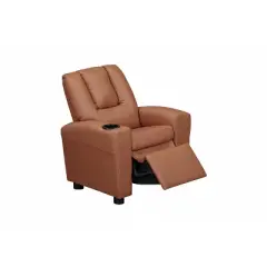 Olive & Opie Chase Vegan Leather Kids' Recliner Chair - Chestnut