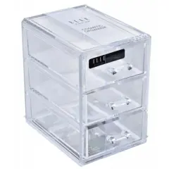 Acrylic 3 Drawer Cosmetic Organizer , Stackable Clear Makeup Storage Box with Transparent Drawers for Jewelry, Brushes & Beauty Essentials