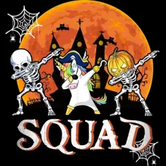 Women's Design By Humans Halloween Squad Skeleton Unicorn Dabbing By dodorindesign Racerback Tank Top
