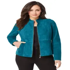 Jessica London Women&rsquo;s Plus Size Suede Zip-Front Jacket