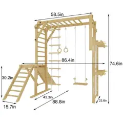Avenlur Grove - Wood indoor 8-in-1 Wall Jungle Gym