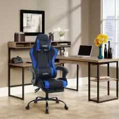 BestMassage Gaming Chair Office Computer Desk Chair Computer Chair with Footrest & Lumbar Support