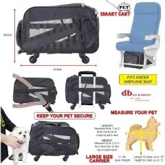 dbest products Pet Smart Cart Rolling Carrier with wheels soft sided collapsible Folding Travel Bag For Dogs & Cats - Airline Approved