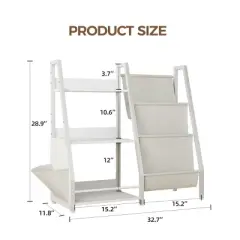 INFURNIC Decorative Bookshelf Toy Organizer Toddler 3 Tier Sling Bookcase Book with Side Pocket Pocket for Storage