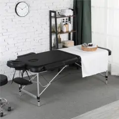 Yaheetech Portable Aluminium 3 Folding Massage Tables with Non-Woven Bag Black