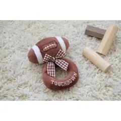 Bearington Baby Touchdown Plush Stuffed Animal Football Soft Ring Rattle, 5.5", For Ages 0-14