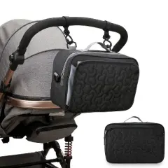 Itopfox Baby Diaper Bag with Multiple Pockets for Diapers, Wipes & Toys, Hand Strap, Fits in Backpack or Stroller (Black Flower)