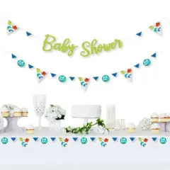 Big Dot of Happiness Roar Dinosaur - Dino Mite T-Rex Baby Shower Letter Banner Decoration - 36 Banner Cutouts and Baby Shower Banner Letters