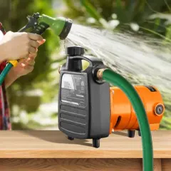 VEVOR Cast Iron Water Transfer Pump, 115V AC 1600 GPH 1/2HP, Portable Electric Utility Pump with Carbon Brush, Black+Orange