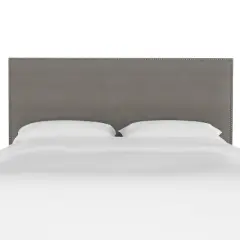 King Bella Nail Button Border Headboard Gray Linen/Pewter - Skyline Furniture
