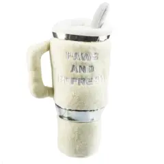 Haute Diggity Dog Snuggly Cup Ivory Plush Dog Toy with Squeaker