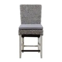 Set of 2 Melvin Coastal Seagrass Dining Counter Height Barstools with Cushion Gray - Treasure Trove Accents