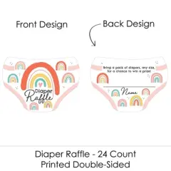 Big Dot of Happiness Hello Rainbow - Diaper Shaped Raffle Ticket Inserts - Boho Baby Shower Activities - Diaper Raffle Game - Set of 24