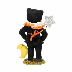 Bethany Lowe 4.75 In Dressed Up Dessi Cat Halloween Figurine , Lightweight Halloween Decor Halloween Kitten Silver Star Moon (1PC)