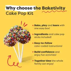 BAKETIVITY Cake Pop Sticks Baking Kit | Cake Pop Kit For Kids | DIY Beginner Cake Pop Supplies | Cake Pops Decorating Kit &ndash; Kids Cake Pop Baking Kit