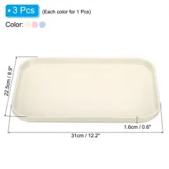 Unique Bargains Plastic Fast Food Serving Tray 12.2" x 8.9" White/Pink/Blue 3 Pcs