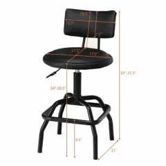 Costway Set of 2 Adjustable Swivel Vintage Bar Stool PU Leather Steel Frame w/ Backrest