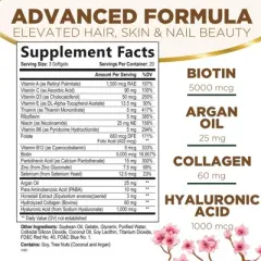 Hair Vitamins Women 5000mcg - Biotin, Collagen & PABA, Womens Hair Growth, Skin, Nails & Keratin Support - 60 Softgels By Nature's Nutrition