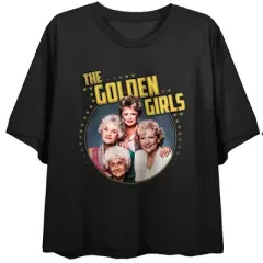 Golden Girls Group Shot Juniors' Black Graphic Cropped Tee
