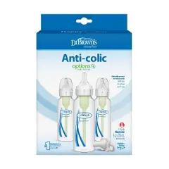 Dr. Brown's 8oz Anti-Colic Options+ Narrow Baby Bottle with Level 1 Slow Flow Nipple & HappyPaci Pacifier - 0m+