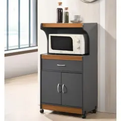 Microwave Kitchen Cart in Gray Oak - Hodedah