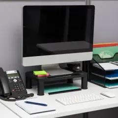 Mind Reader 2pk Small Plastic Monitor Stands Black