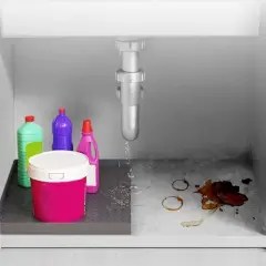 Cheer Collection Waterproof Under Sink Mat with Leakproof Raised Edges and Drain Holes