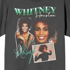 Whitney Houston Portrait Collage Unisex Adult Charcoal T-shirt