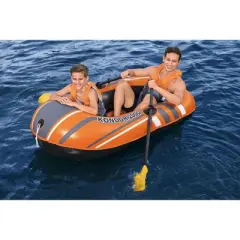 Bestway 61062E H2OGO! Kondor 2000 77" x 45" Inflatable Single Person Water Raft Boat Set with 2 Oars and Foot Pump for Lakes, Pools and Rivers, Orange