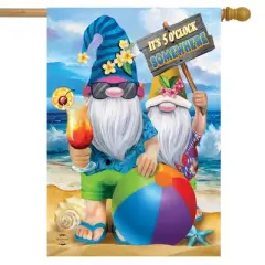 Summer Gnomes Humor House Flag Beach Scene 28" x 40" Briarwood Lane